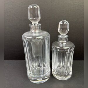 Waterworks Opus Crystal Apothecary Decanters Set Of 2 Bottles W/ Stopper 7”&8.5”
